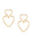 GOLD PLATED DOUBLE HEART STATEMENT PEARL EARRINGS W55 Brass Gold - Mulaner