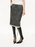 MARKGONG 26AW Tweed Bow-Trim Midi Skirt in Grey