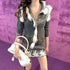 MARKGONG 26AW Fox-Fur Trim Knit Cardigan in Gray