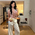CNLEEWEI 26AW Draped Halter-Panel Top in Pink