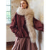 BING XIOUGN 26AW Cinched Mandarin-Collar Top in Burgundy