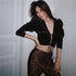 For Love & Lemons Leopard Puff-Sleeve Fitted Top