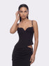 Zahara Asymmetric Black Top & Rhea High-Slit Black Skirt