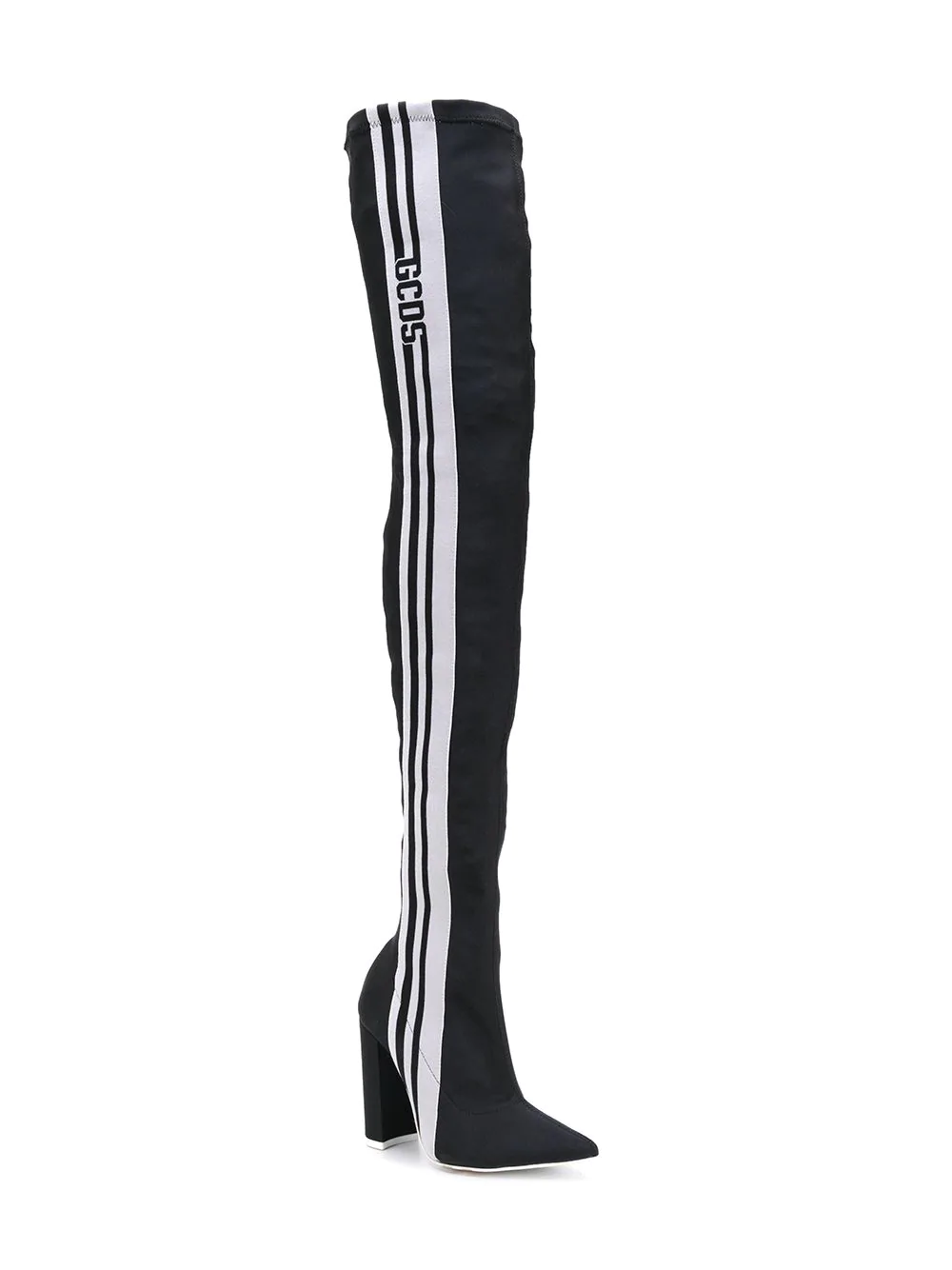 Black and white thigh high boots 2025