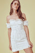 Anabelle Eyelet Lace Up Dress White