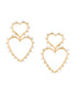 GOLD PLATED DOUBLE HEART STATEMENT PEARL EARRINGS W55 Brass Gold